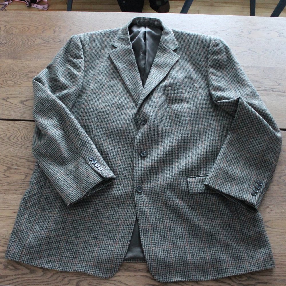 Tweed Men Sports Coat Wool and Cashmere 46T Plus Size Tall
